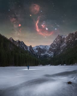 Orion's Treasures over Snowy Mountains